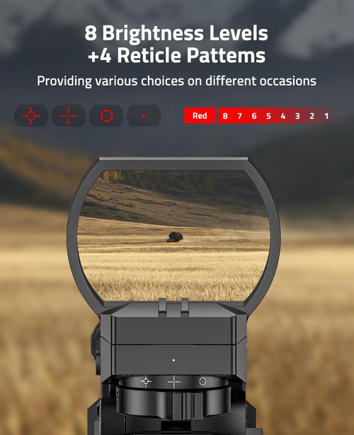 CVLIFE FoxSpook Rechargeable Reflex Sight,1X28x40mm Red Dot Sight,4 Adjustable Reticles Paintball Sight with Picatinny Mount, Red Dot Scope, Absolute Co-Witness