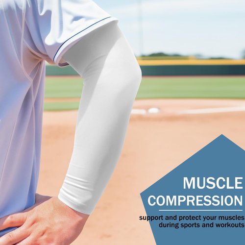 TClian Arm Sleeves for Men and Women - Sun Protection Cooling Compression Sleeve for Sports and Outdoor Activities (White, XXL)