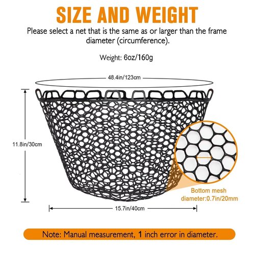 Dovesun Rubber Fishing Net Replacement Netting without Handle Clear Black Fishing Nets for Fish Fly Fish Landing Net Bag for Freshwater Saltwater Foldable Trout Net Rubber Mesh 5 Sizes