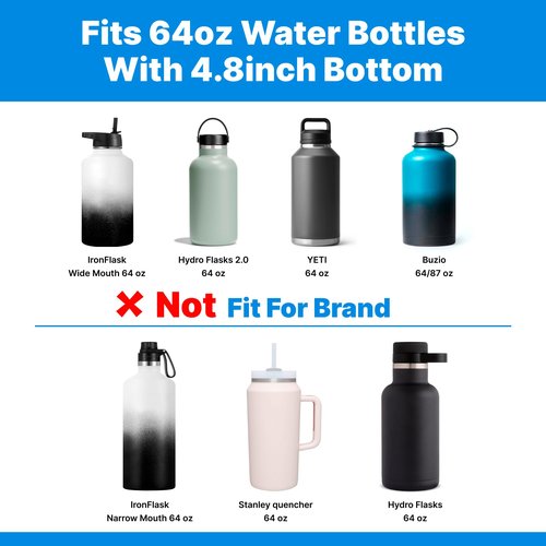 Bluwing Protective Silicone Boot Bottom for 64oz Hydro Flask Water Bottles, Anti-Slip Bottom Sleeve Cover Bumper, BPA Free(Black)