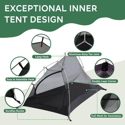 2-Person Lightweight Backpacking Tent - Waterproof Tent for Two Person, Ultralight Camping Tent for Outdoor, Easy Setup for Sports, Hiking, Travel by Croosseoutdoors