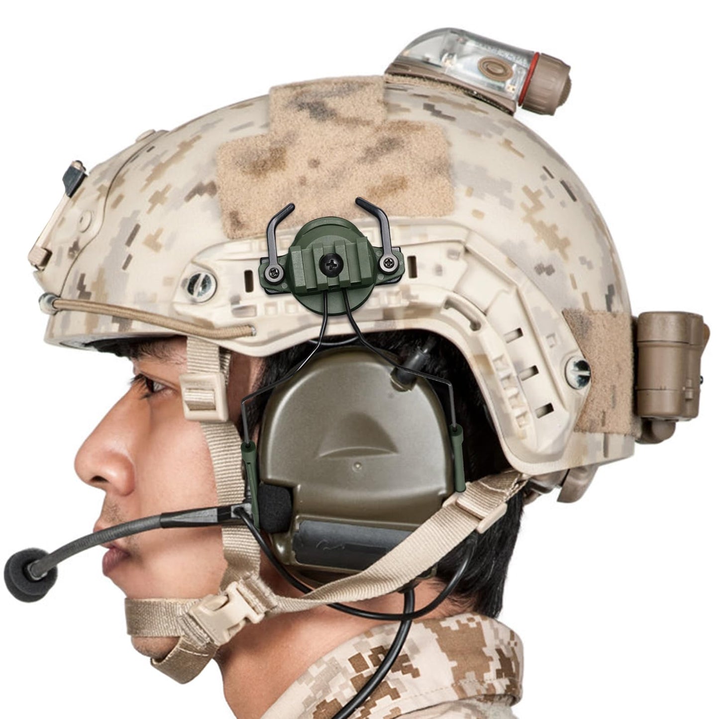 Qavctw Tactical Helmet Rail Headset Adapter Suspension Bracket for Airsoft Ear Protection Fast ARC Rail System