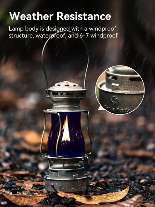 Thous Winds Fuel Lantern, Outdoor Kerosene Fuel Lamp, Weather Resistant, for Camping Hiking Patio Picnic, Brass