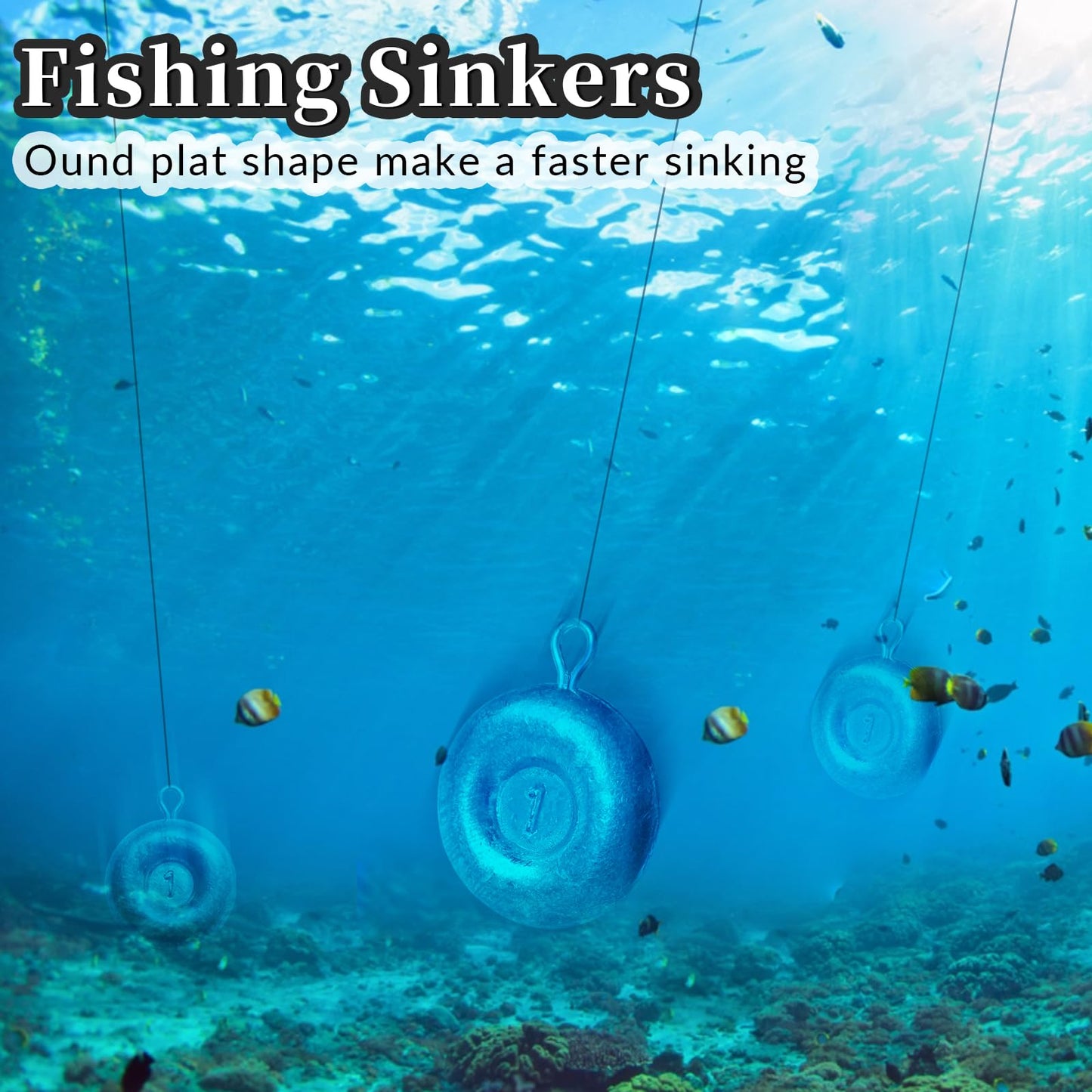 24pcs Sinkers Fishing Weights Coin Disc Sinker Fishing Sinkers Weights for Saltwater Trolling Catfishing Weight Sinker Fishing Tackle Gear (A-1oz-24pack)