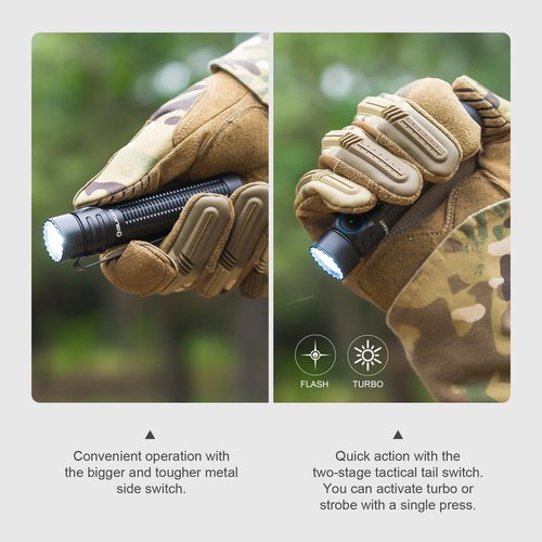 OLIGHT Warrior Mini3 Tactical Flashlight, Dual Switches LED Rechargeable Light with MCC3 Charger, 1750 Lumens Powerful EDC Light for Camping, Emergency and Outdoor (Black)
