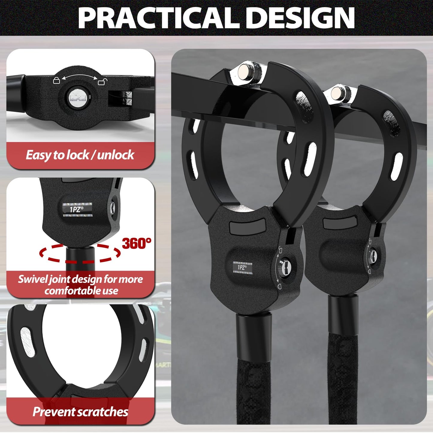 1PZ SLA-D3S Scooter Locks Anti Theft Bike Chain Lock Best Electric Scooter Lock Replacement for Segway Ninebot Xiaomi Razor and Bicycle Lock Cable Accessories