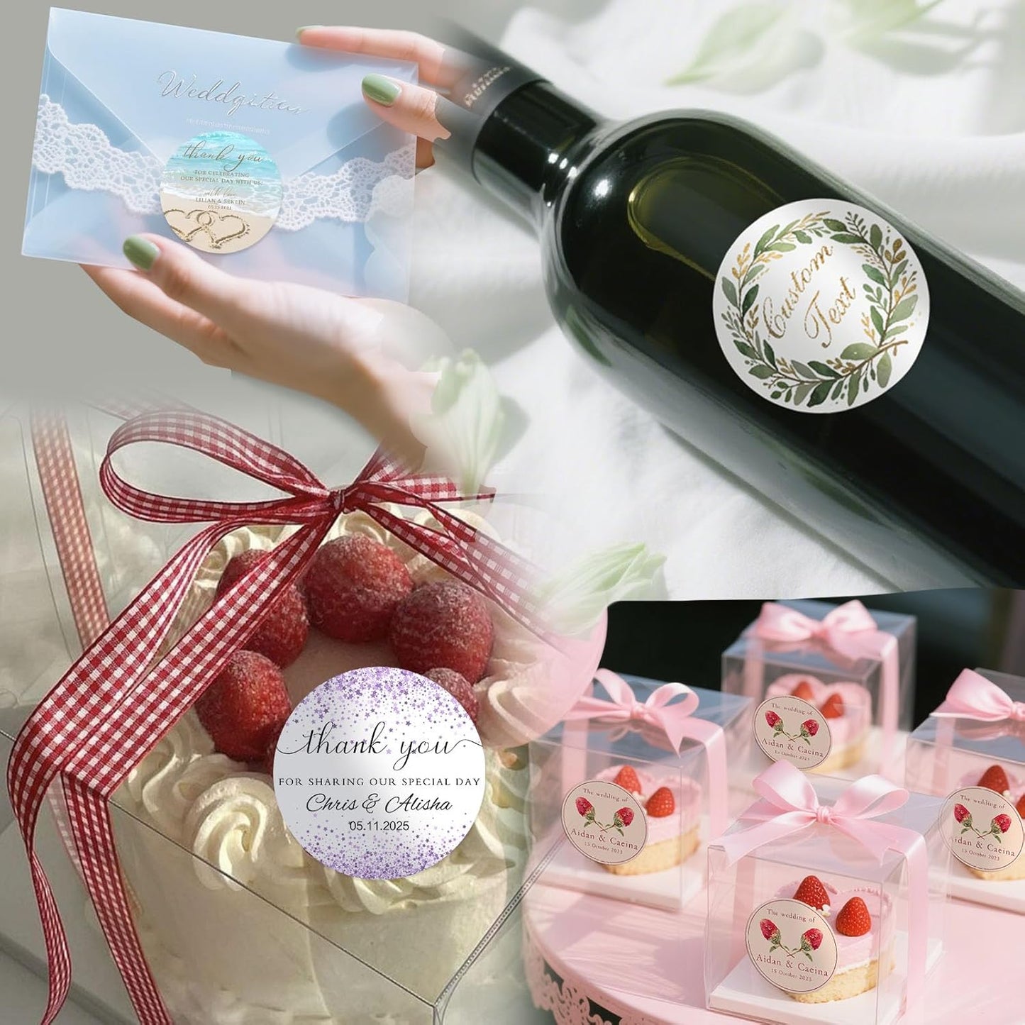 Custom Stickers Personalized Wedding Labels Customized Round Vinyl Thank You Stickers Waterproof - Pack of 50-1000