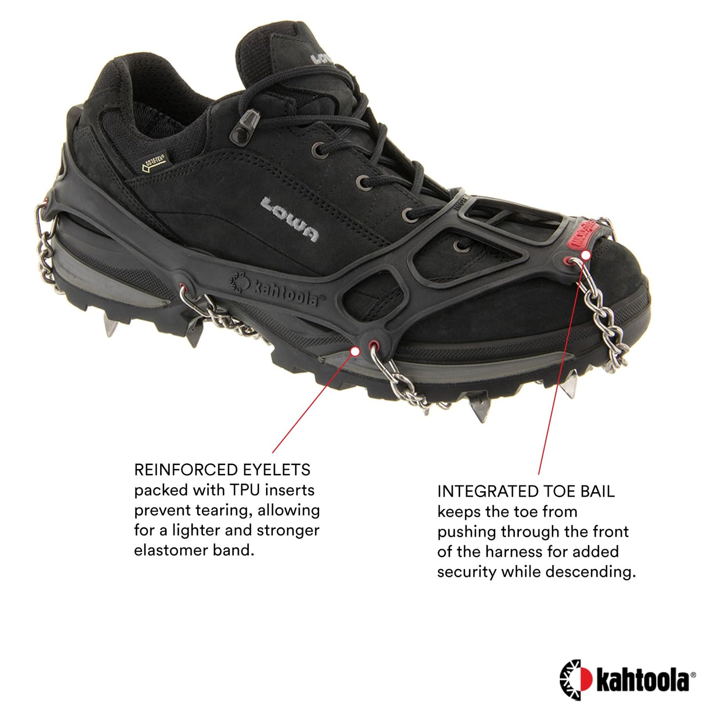 Kahtoola MICROspikes Footwear Traction for Winter Trail Hiking & Ice Mountaineering - Black - XX-Large