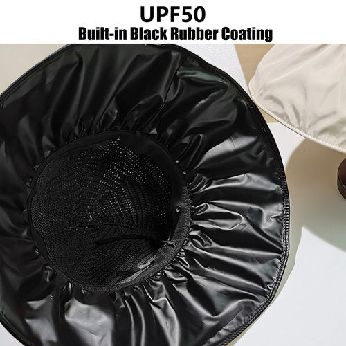 KXF Women Summer Beach Sun Hat Super UV Protection Beach Sunhat with Black Rubber Coating for Ladies