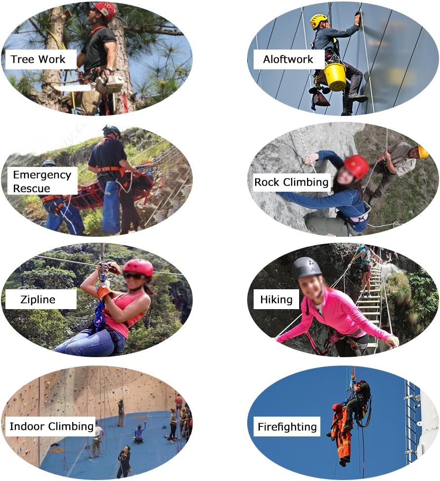 X XBEN Climbing Harness, Protect Waist Safety Harness Gear, Wider Half Body Harness for Roofing Fire Rescuing Rock Climbing Rappelling Tree Climb Red
