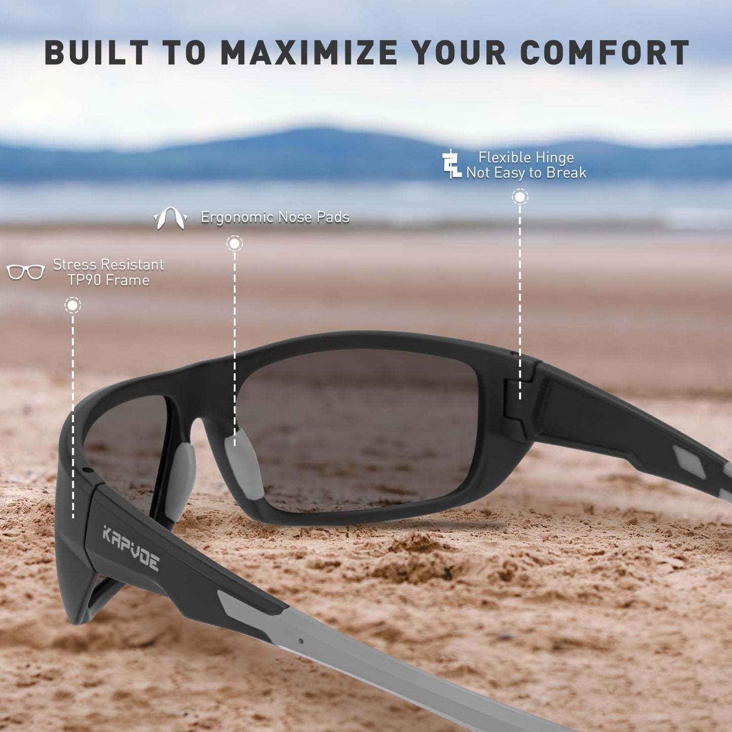 KAPVOE Polarized Sports Sunglasses for Men Women Youth Baseball Fishing Cycling Running Motorcycle Glasses UV400 K2403