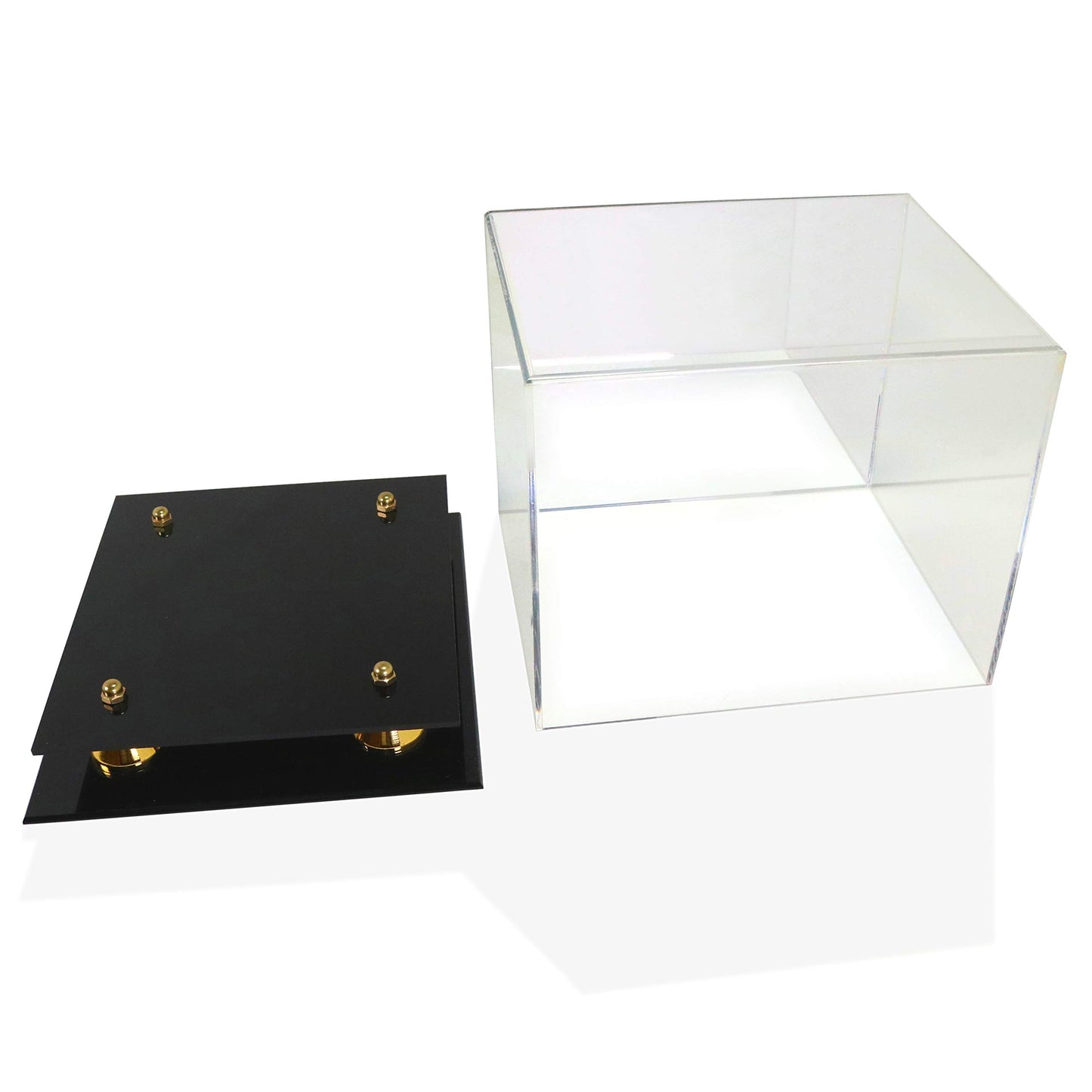 Katai - Set of 2 Crystal Clear Hat Display Cases - UV Resistant Acrylic Cap Holder Stand, Perfect for Baseball, Football or Snapback Caps - Complete with Microfibre Cloth