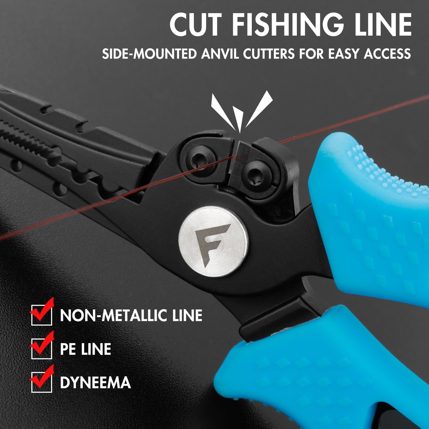 FLISSA 7-1/2 Inch Fishing Pliers, 420 Stainless Steel Fish Pliers, Corrosion Resistant Fishing Pliers Hook Remover, Split Ring Pliers for Fishing with Braid Cutters, Sheath and Lanyard