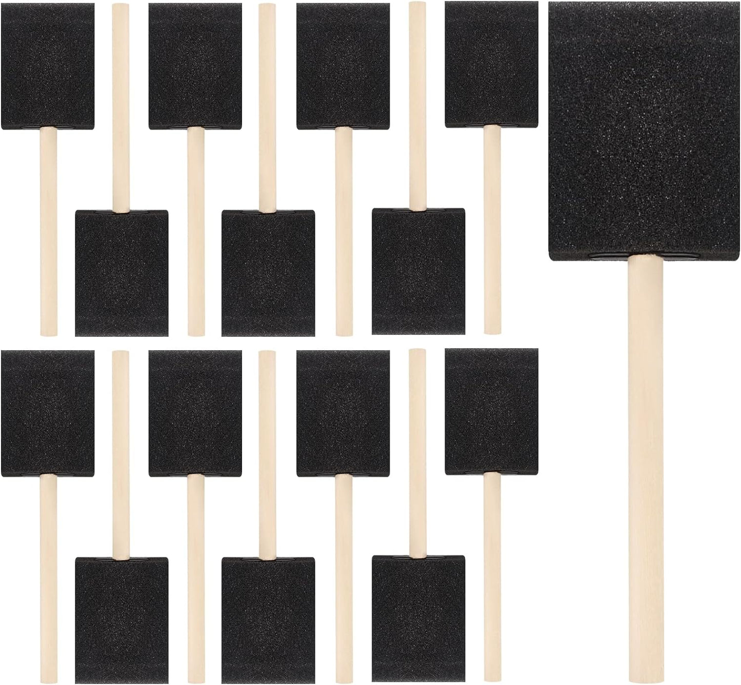 24 Pcs Foam Paint Brushes, Wood Handle Sponge Brushes for Painting, Staining, Varnishes, and DIY Craft Projects (1'', 2'' and 3'')