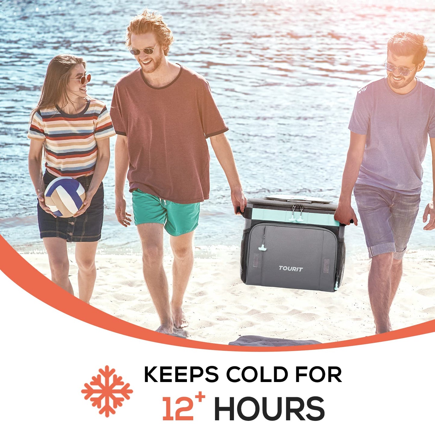 TOURIT 50-Can Collapsible Rolling Cooler Leakproof Insulated Soft Cooling Bag with Wheels and All-Terrain Cart for Beach, Camping, Patio Travel, Outdoor, Ball Fields