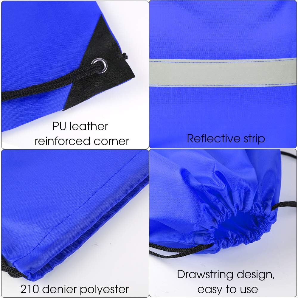 KUUQA 15 Pack Drawstring Backpack Bag Bulk Reflective Backpack String Bags Cinch Sack Backpack for Team Yoga Sport Gym Traveling