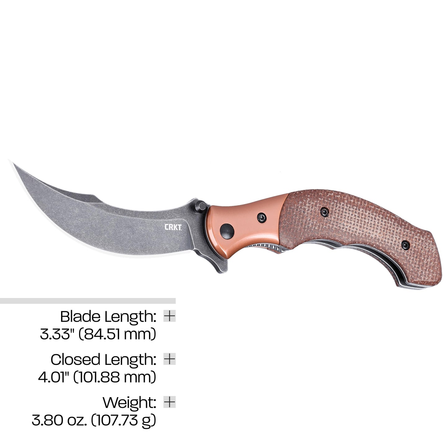 CRKT Ritual Compact Assisted Opening Folding Knife: Persian Blade Style with 12C27 Steel, Micarta Handle w/Stainless Steel Bolster, Liner Lock, 7465
