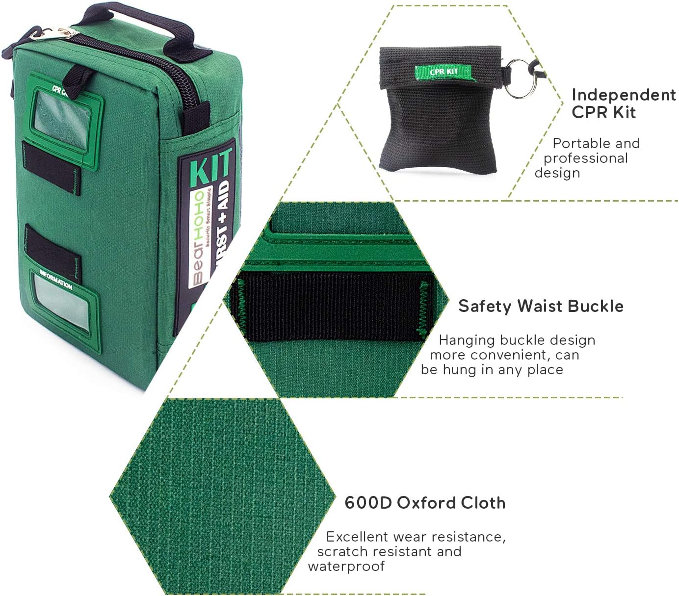 255PCs Compact First Aid Kit Emergency Survival Trauma Kit Medical Kit with Labeled Compartments for Boat Car Camping Hiking Travel & Backpacking