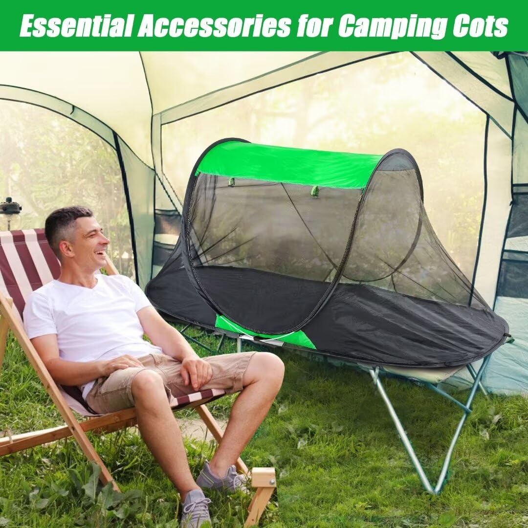 1 Person Pop-up Mosquito Tent for Camping - Breathable & Fine Mesh Camping Bug Screen Net with Carry Bag, 7.5ft Instant Portable Screen Tent for Adults Men Women Summer Hiking