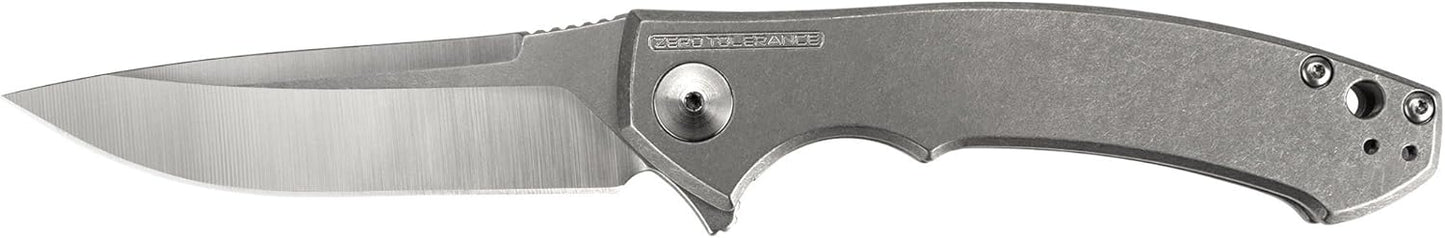 Zero Tolerance 0452CF; Pocket Knife with 4.1” Dual-Finished S35VN Steel Blade, Carbon Fiber Front and Titanium Back Handle Scales, KVT Ball-Bearing Opening, Frame Lock, Deep-Carry Pocketclip; 4.6 OZ.,Large