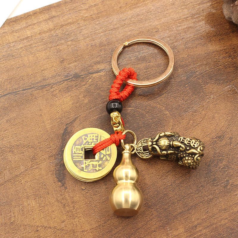 Opexicos 3Pcs Brass Pixiu Gourd Praying Key Chain