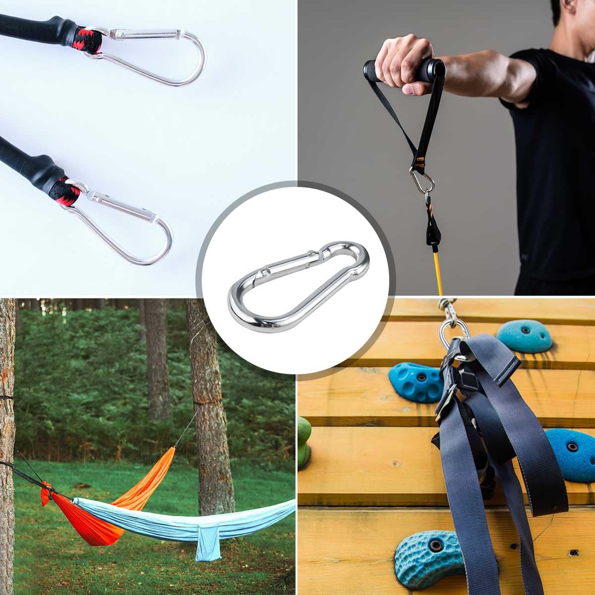 12 Pack Spring Snap Hook Heavy Duty Snap Carabiner Clip for Outdoor Camping Hiking Fishing Traveling Swing Hammock Set 2 Inch Snap Hooks for Gym Quick Link Keychain Carabiners Spring Clips (Silver)