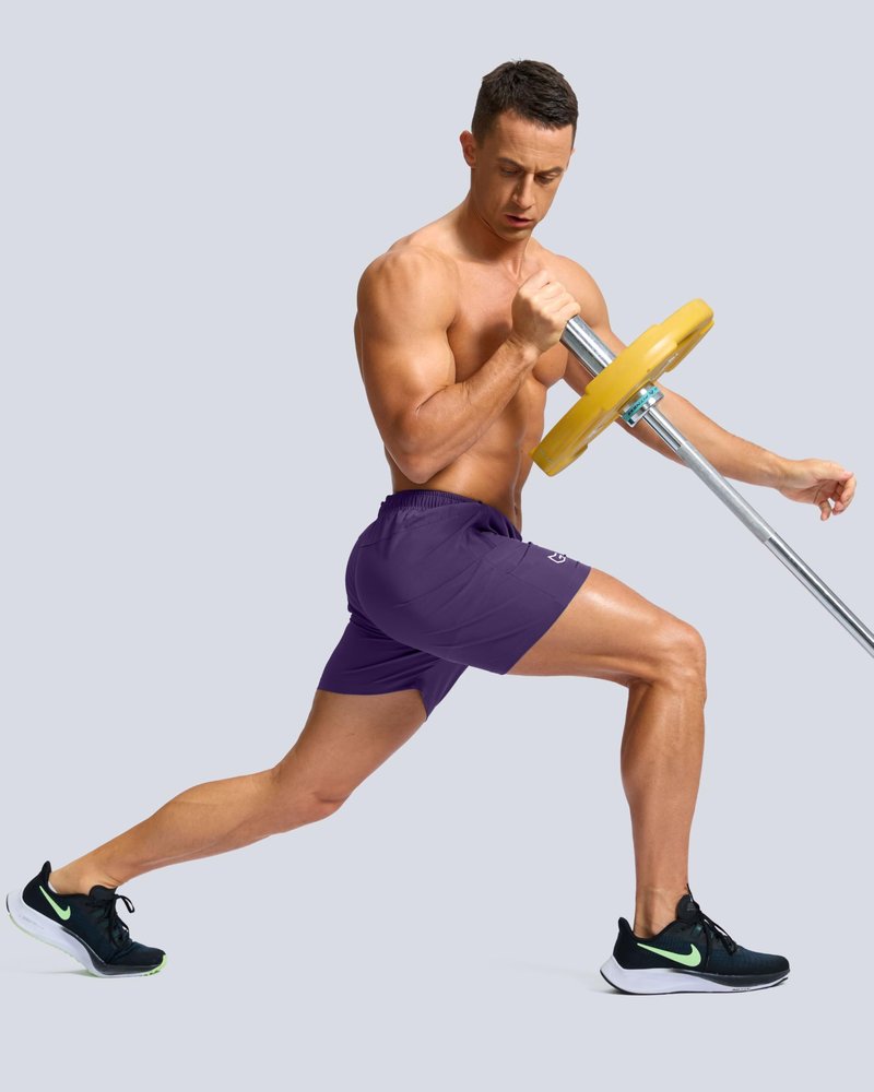Men's Athletic Running Shorts with Zipper Pockets Quick Dry 7"/ 5"/ 9" Workout Gym Shorts for Basketball Hiking(Purple,5XS)