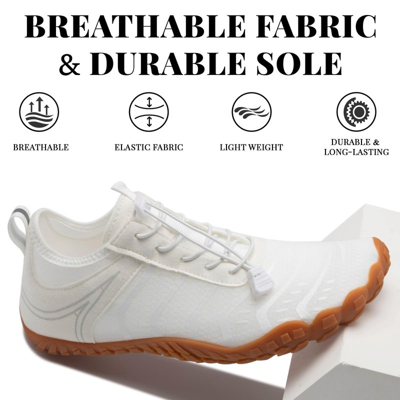 2026 New Hiking Barefoot Shoes Womens Mens Footwear,Wide Toe Box Water Shoe for Women Men,Zero Drop Comfortable & Non-Slip Barefoot Vitality Shoe Women's Athletic Footwear for Walking Hiking White-a