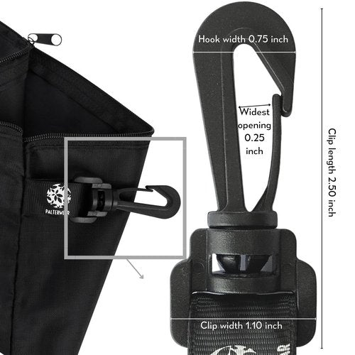 Utility Bag - Tear-resistant Nylon Bag with Zipper Closure and Easy Fastening Hook - Set of 4 (Black, 12 x 16 inch)