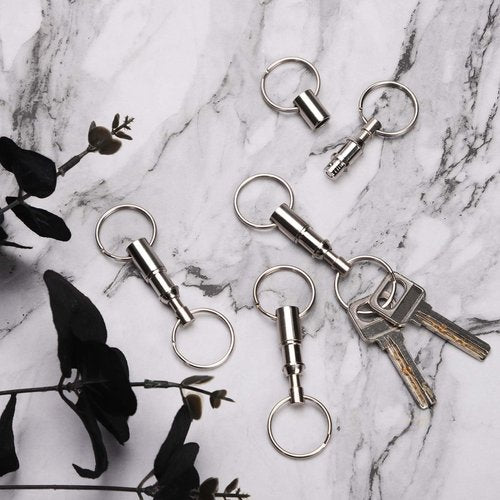 4pcs Keychain for Quick Release, Detachable Dual Pull Apart Key Chain Quick Disconnect Key Ring with Metal Keyring Quick Detach Key Holder for DIY Craft Home Car Key Accessory