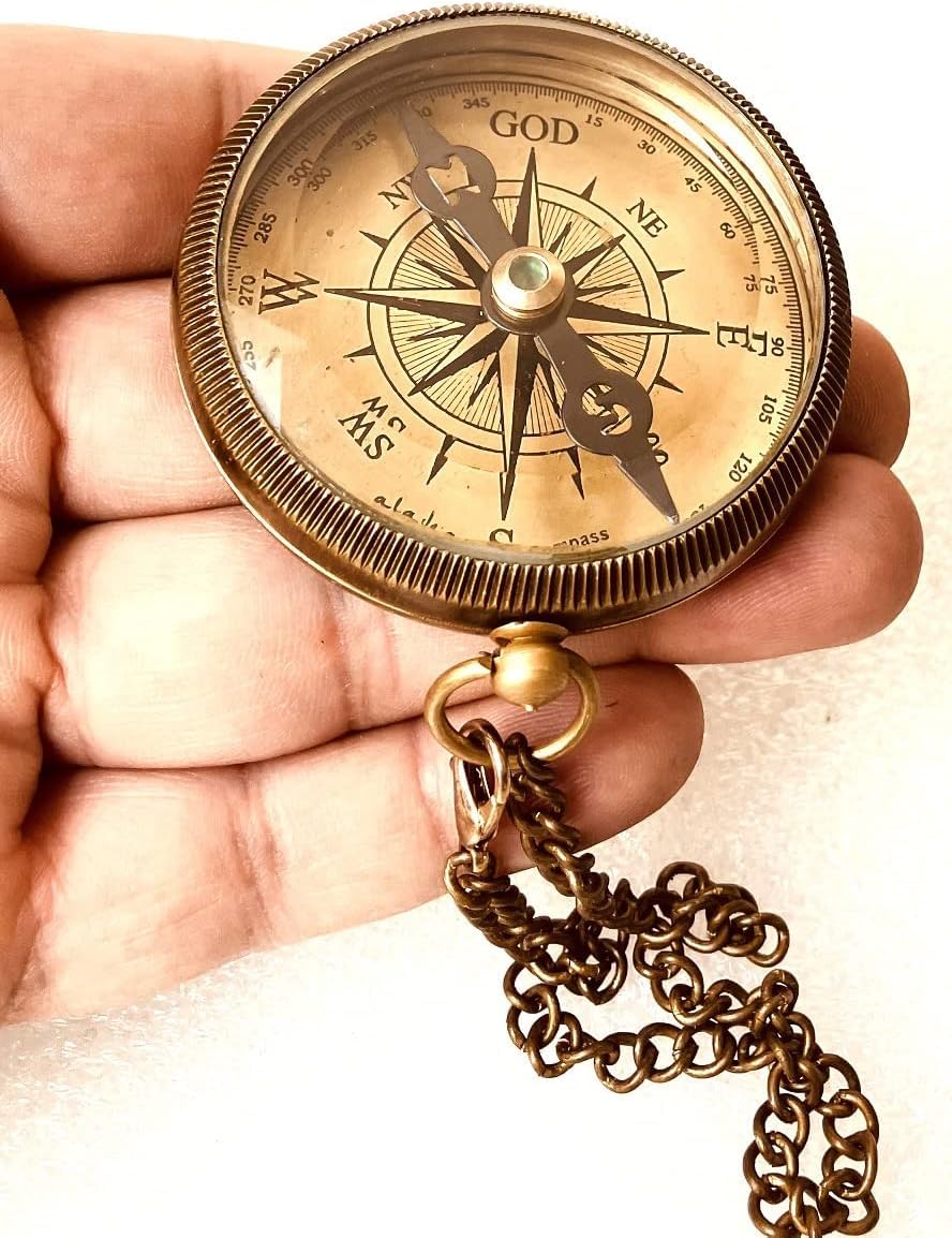 Gift for Grandson Brass Compass Engraved Quote | Memory Present to My Grandson Birthday, Baptism, Graduation, Confirmation, Love, Gift idea by Grandpa Grandma (#1 Grandson - I Love You)