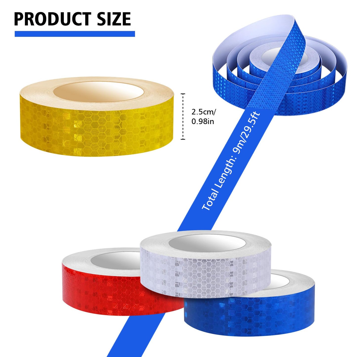 4 Rolls Reflective Tape 1 inch x 30 ft,Reflective Warning Tape Nighttime Safety Stickers Trailer for Clothing,Bikes,Stairs Outdoor Waterproof