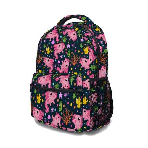 Keiutexe Axolotl Salamander Backpack With Adjustable Padded Shoulder Straps 17 Inch Daypacks For College Travel