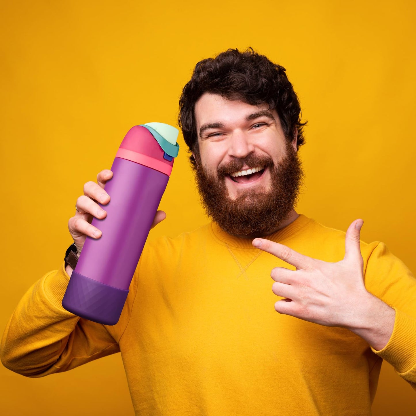 2PCS Silicone Water Bottle Boot for Owala 24oz, Protective Bottom Bumper Anti-Slip Sleeve for FreeSip, Twist, and Flip Stainless Steel Bottles, Dishwasher Safe and BPA Free(Dark Purple)