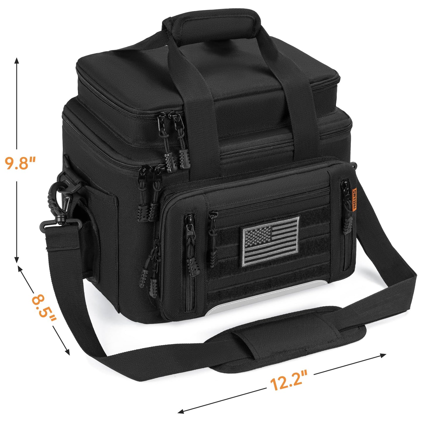 FREEAMG Fishing Tackle Bags - Saltwater & Freshwater Fishing Bag - Padded Shoulder Strap Fishing Bags - Gear Storage for Tackle Box (Black) (Does not come with box)