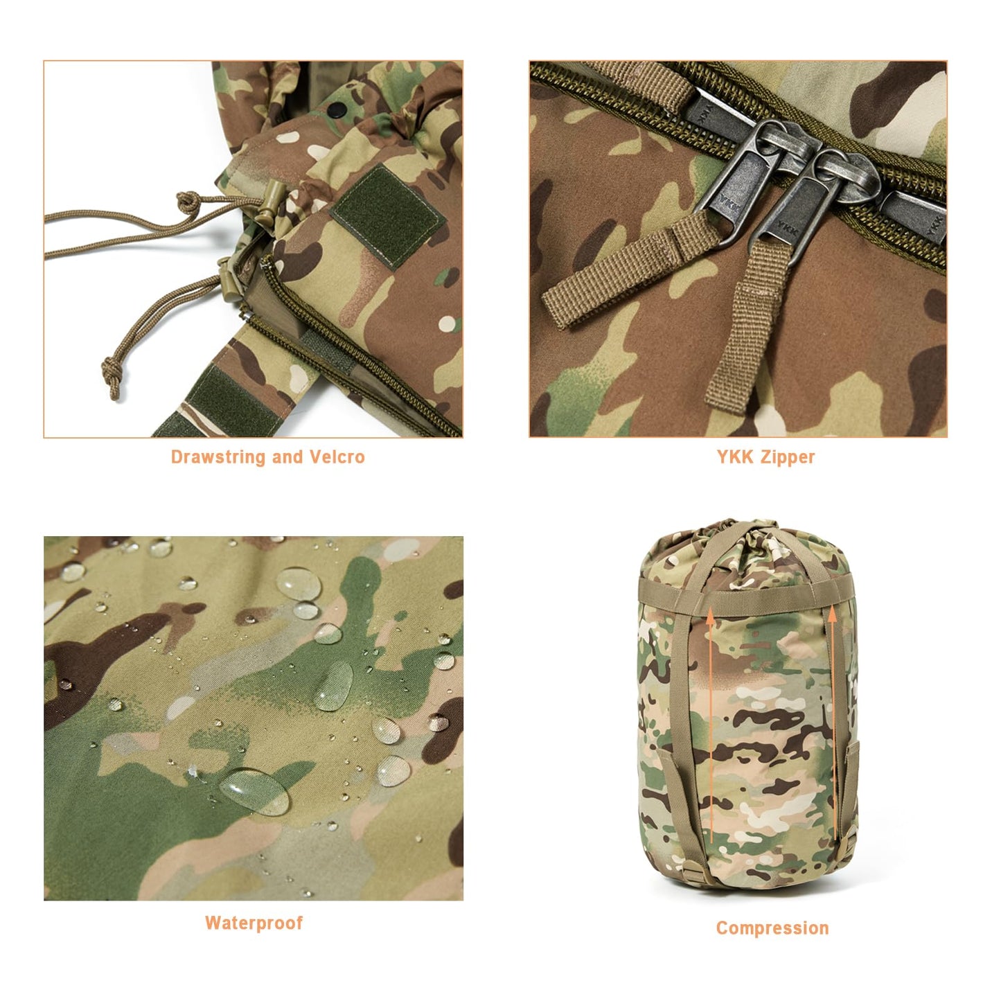 MT Military Army Force Defence 4 & Tropen Patrol Mummy Sleeping Bags with Bivy Cover Compression Sack, Modular Sleeping System 2.0 for Cold Weather,