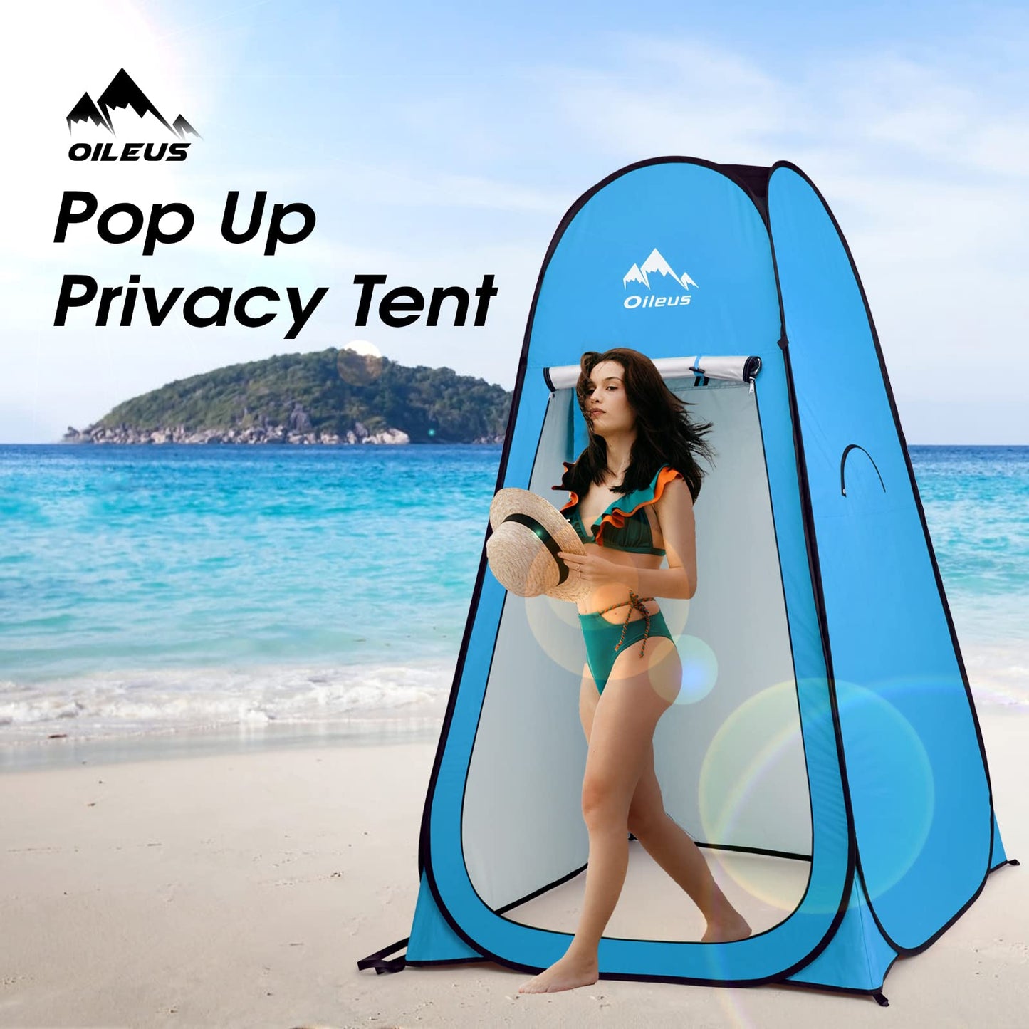 Oileus Pop Up Privacy Tent - Portable Shower Tent, Beach Changing Room, Camp Toilet Instant Privacy Shelter - Blue