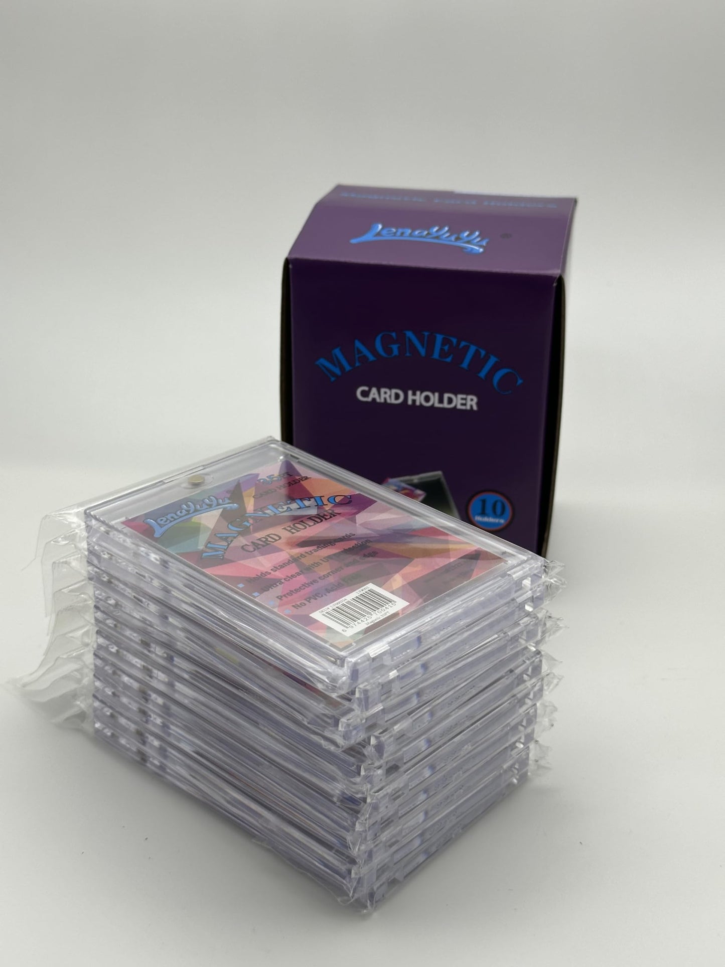 Lenayuyu Pack of 10 One Touch Magnetic Card-Holders,35pt Magnetic Card Holder Cases 10ct,Sized to fit Standard Size Cards Storage and Display, Protect Sports Cards, Baseball Cards, Sports Memorabilia