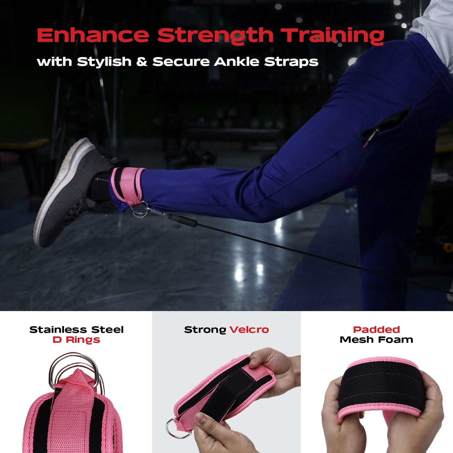 11 Pcs Barbell Pad Set, Gym Accessories Barbell Squat Pad for Hip Thrusts, Lunges,Leg Day,2 Gym Ankle Safety Straps,3 Resistance Bands & 2 Lifting Straps,Barbell Pad with Carry Bag, Towel & Guide Book