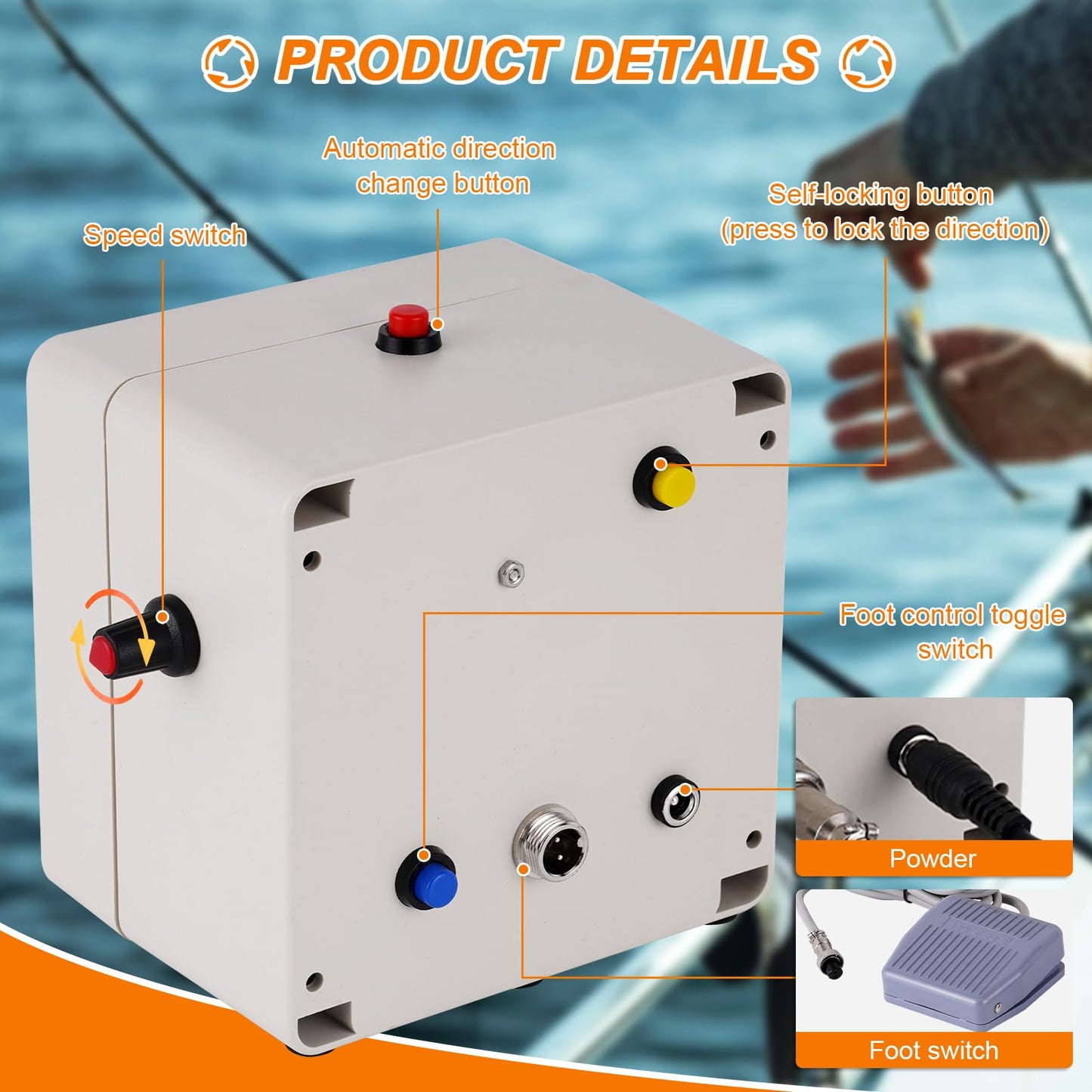 Automatic Reversal Fishing Rod Building Drying System, 0-40RPM Adjustable, 100-240V DIY Electric Fishing Rod Building Winding Machine, Building Repair Wrapping Station with Foot Switch