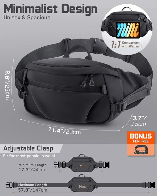 PITOZER Large Fanny Pack for Men, Men's Crossbody Bag Fanny Pack Waist Pack for Women Sling Bag Everywhere Belt Bag for Workout Travel Everyday