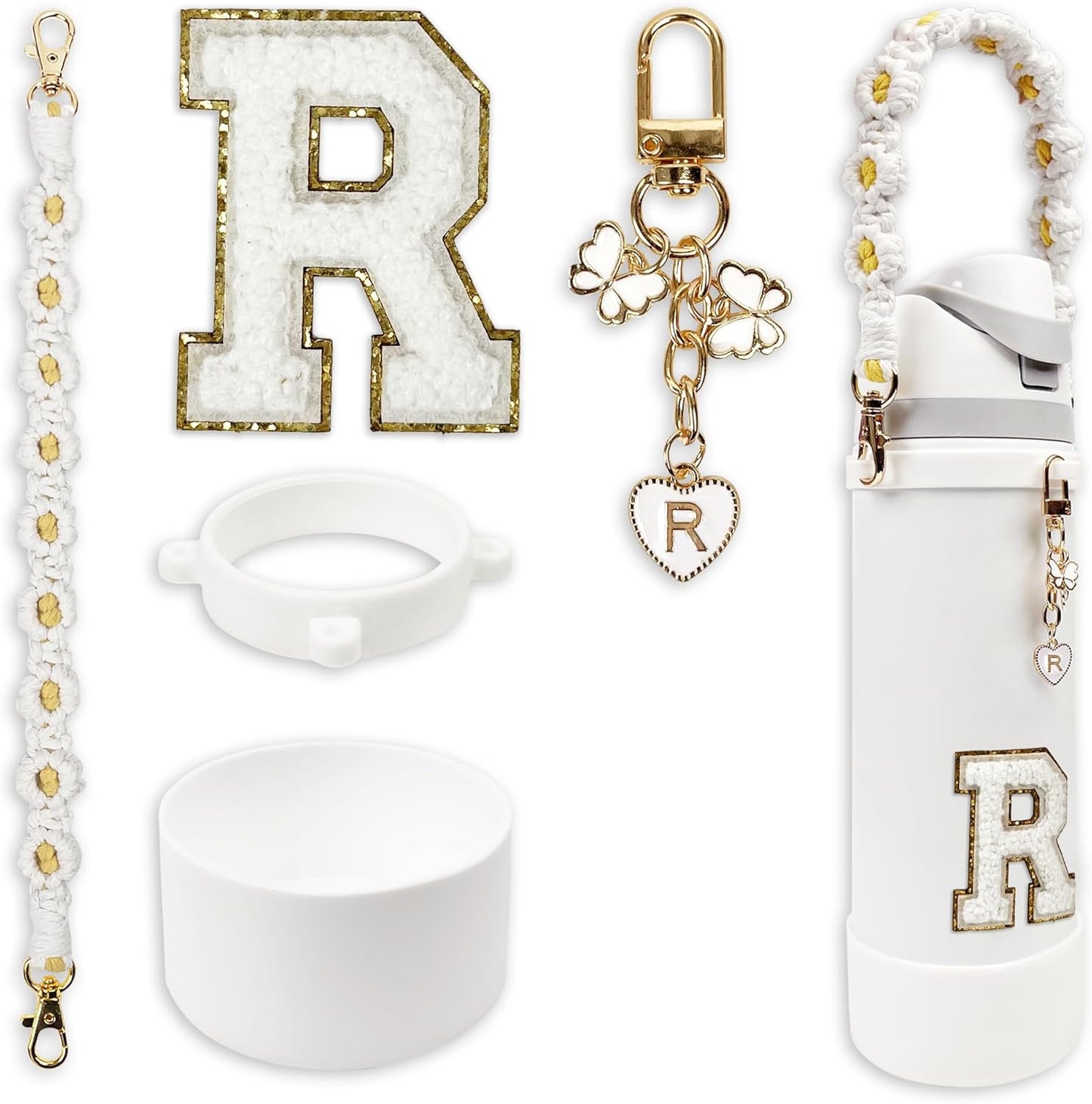Silicone Boot Monogram Set for Owala Water Bottles | Cute Pink & Black Accessories