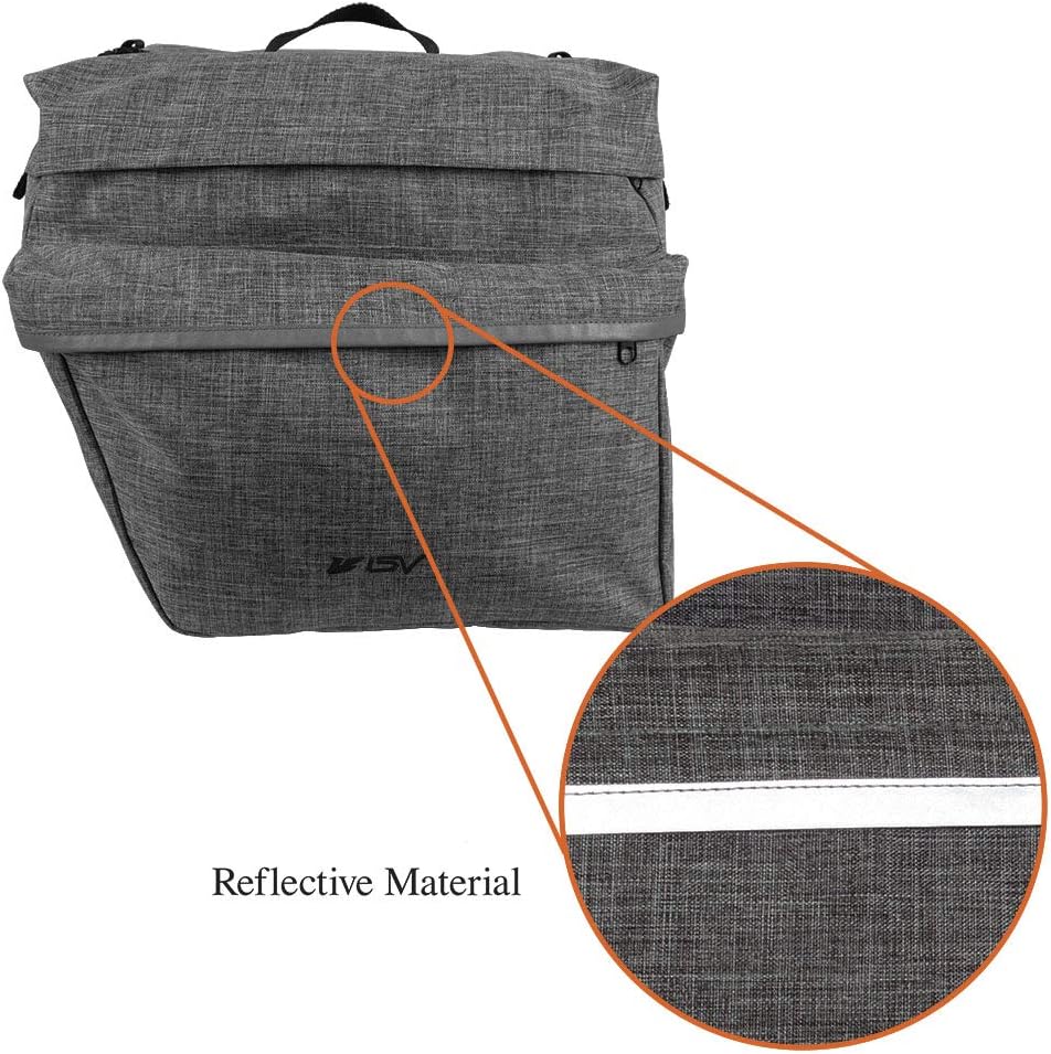 BV 26L Rear Bike Bag - Bike Saddle Bag with 4 Zippered Compartments & Adjustable Hooks - Water-Resistant Bike Bags for Bicycles with Reflective Trim, Taillight Hanger & Handle - Fits Most Racks