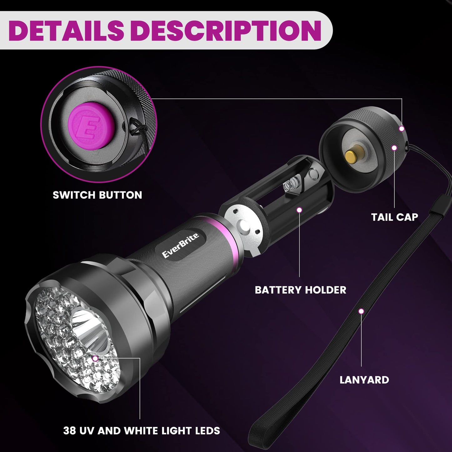 EverBrite 2-in-1 Mini Lanterns and LED UV&White Light Flashlight