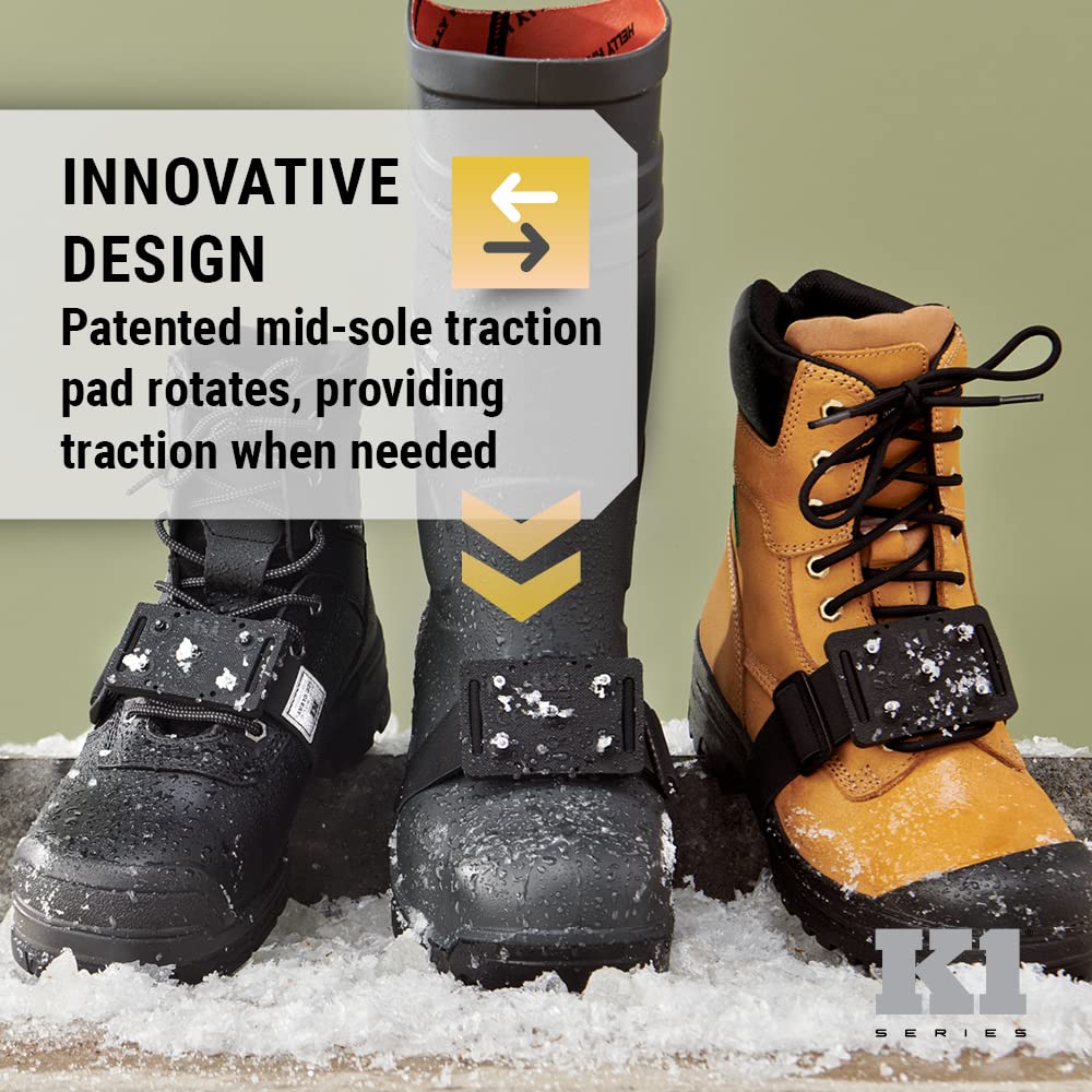 K1 Mid-Sole Ice Cleats for Men & Women - Rotatable Traction Aids For Winter Snow - Hi Vis - Low Profile