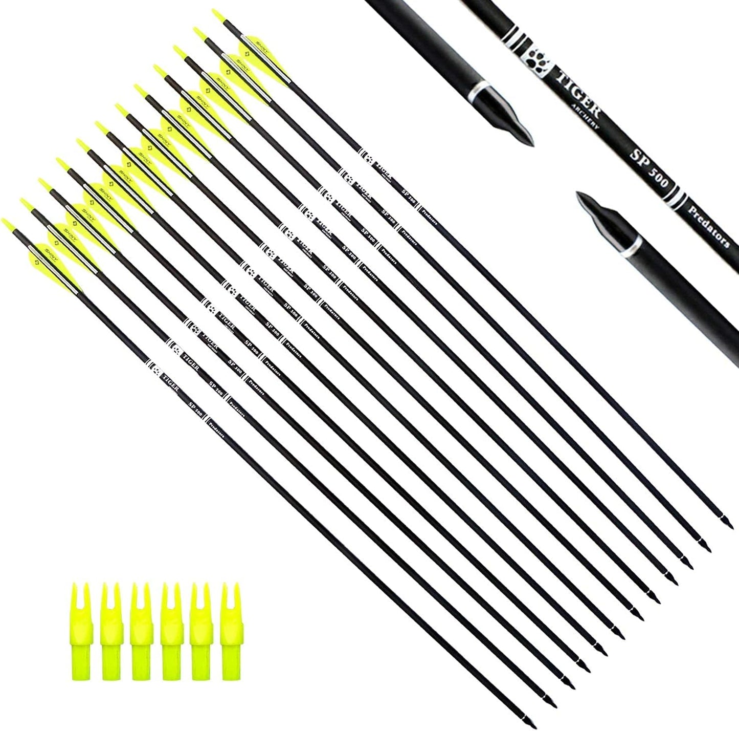30Inch Carbon Arrow Practice Hunting Arrows with Removable Tips for Compound & Recurve Bow(Pack of 12)