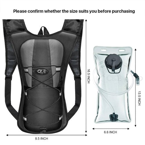 CKE Hydration Backpack with 2L Hydration Bladder Camelback Water Backpack for Men Women Kids for Hiking Running Cycling Biking Ski Camping