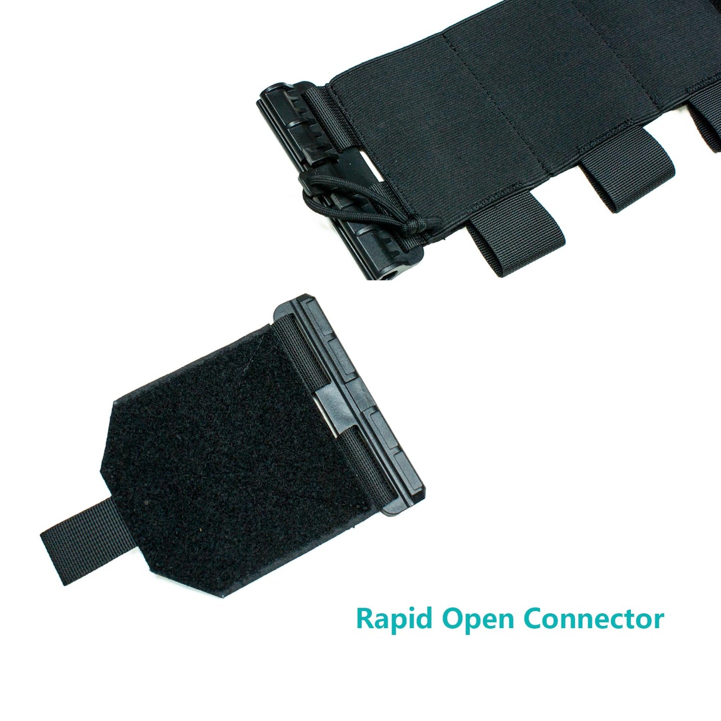 DCOFXGM Quick Release Cummerbund Mounting Strap for Vest Elastic Cummerbund Quick Disconnect Buckles with Triple Mag Pouch (Black)