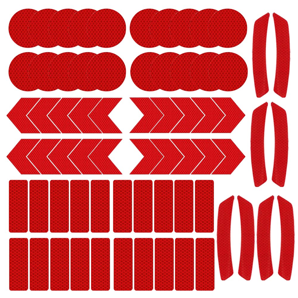 68Pcs Warning Reflective Stickers, Reflective Decals Waterproof Reflector Tapes, Night Visibility Adhesive Reflector Stickers for Motorcycle Bicycle Clothing Car Trunks Backpacks