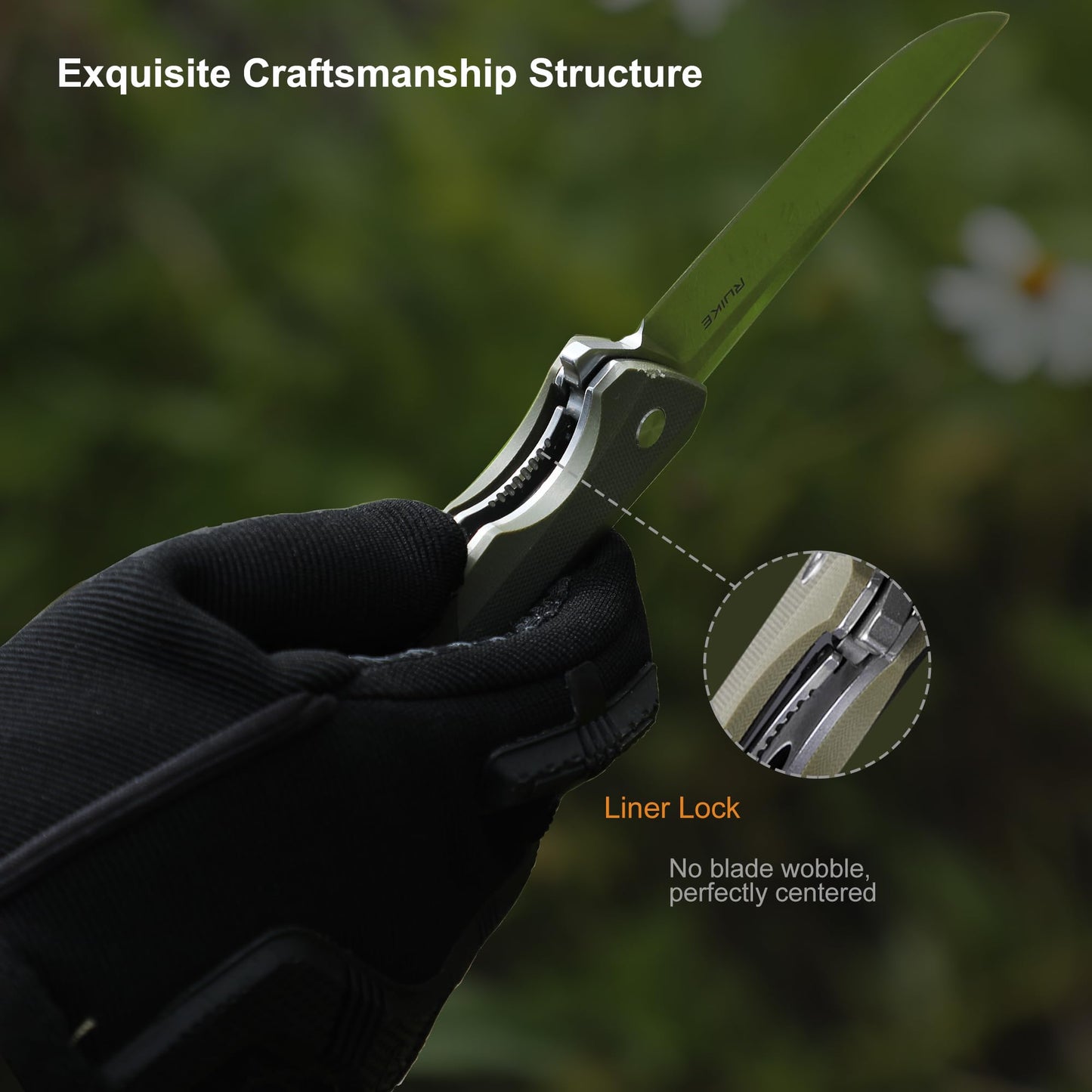 Heavy Outdoor Tactical Folding Pocket Knife for men,14C28N Stainless Steel Blade,G10 Handle,Liner Lock,EDC Hunting Bushcrafting Camping Knives Belt Clip Carry,Microtech Elemental Fishing Hiking,Father Dad Gifts Ruike p121